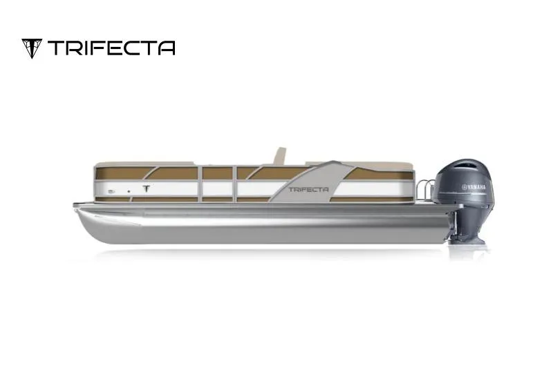 The Image of 2026 Trifecta 21CSS3 pontoon boat with Yamaha outboard motor, side view. - 1