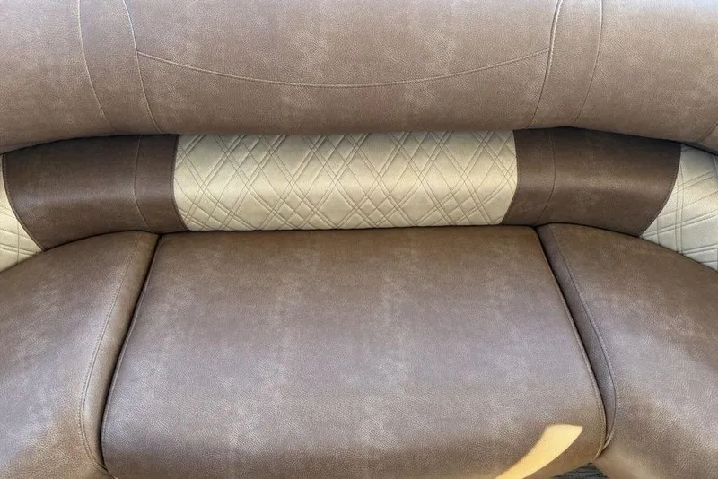 Slide: The Image of Luxurious brown leather seating in 2026 Premier 330 Escalante boat. - 48