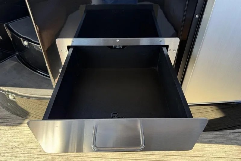 Slide: The Image of Open drawer in 2026 Premier 330 Escalante RV, showcasing sleek interior design. - 52