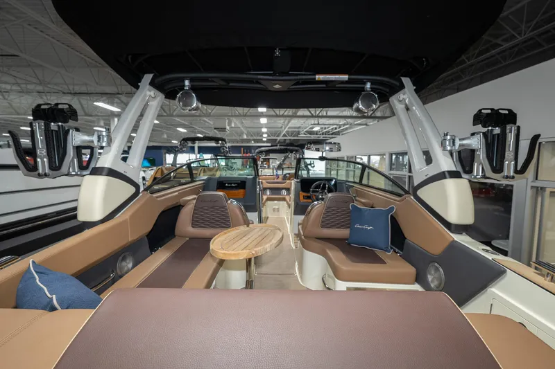 Slide: The Image of Luxurious interior of 2026 Chris-Craft Sportster 28 boat with elegant seating and modern design. - 16