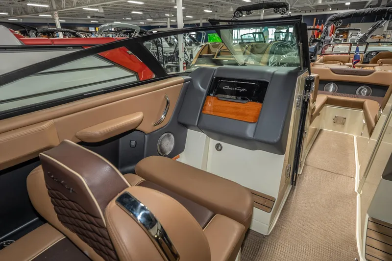 Slide: The Image of Interior of 2026 Chris-Craft Sportster 28, featuring luxurious seating and modern design elements. - 20