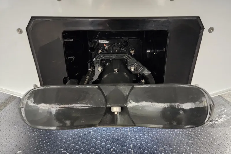 Slide: The Image of Close-up of Highfield Velox 560 engine compartment, 2026 model, showcasing mechanical components. - 16