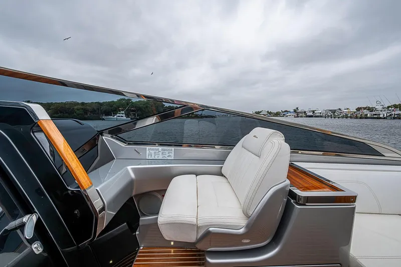 Slide: The Image of Luxurious 2020 Riva 38' Rivamare yacht interior with elegant seating and sleek design. - 17