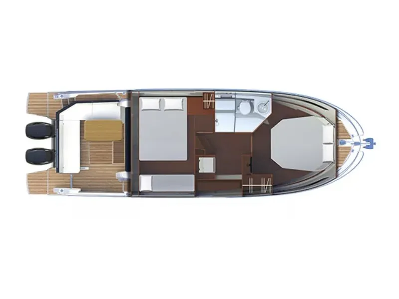 Slide: The Image of Manufacturer Provided Image: Top view of 2025 Beneteau Antares 11 boat layout, showcasing interior design and features. - 5