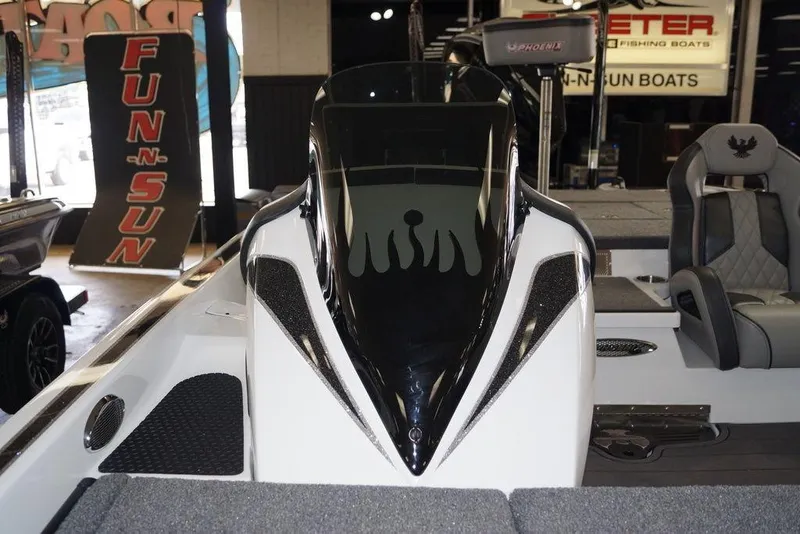Slide: The Image of 2026 Phoenix 920 Elite X boat interior with sleek design and comfortable seating. - 17