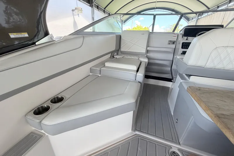 Slide: The Image of Interior of 2023 Regal 26 XO boat with sleek seating and modern design. - 98