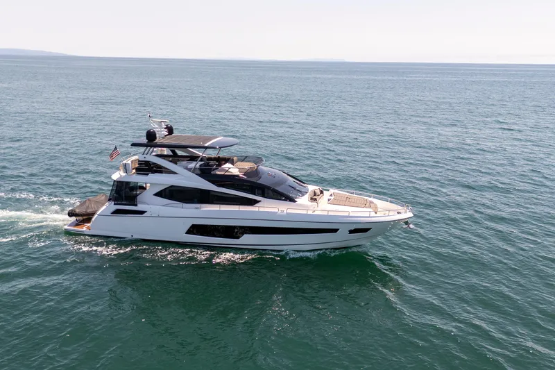 Slide: The Image of Luxurious 2015 Sunseeker 75 Yacht cruising on open sea. - 2