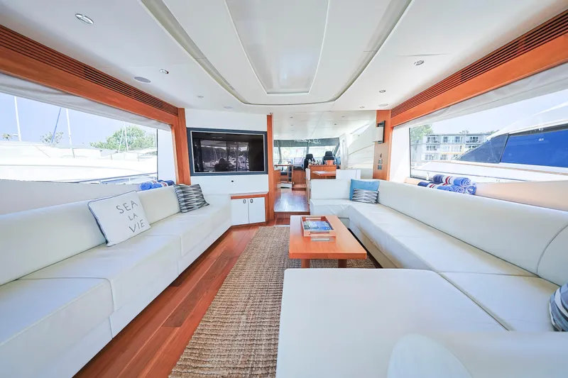 Slide: The Image of Luxurious interior of 2015 Sunseeker 75 Yacht with elegant seating and modern decor. - 9