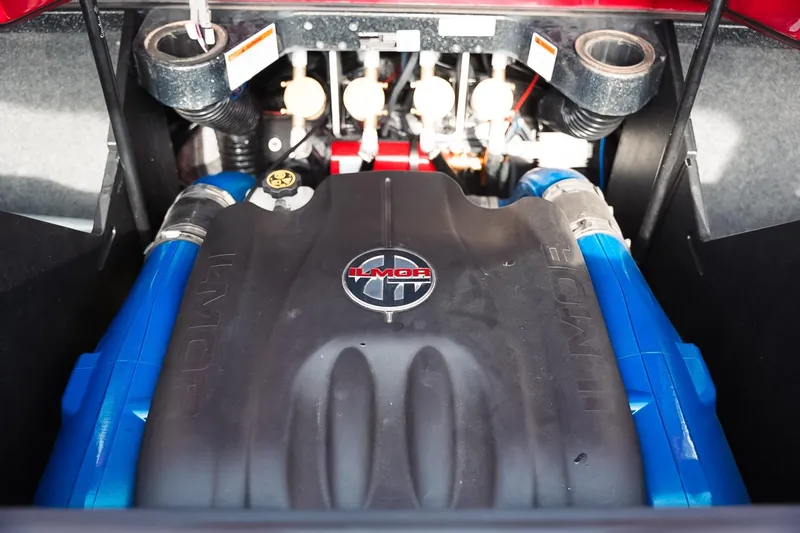 Slide: The Image of 2019 MasterCraft X24 engine compartment with Ilmor MV8 engine. - 18