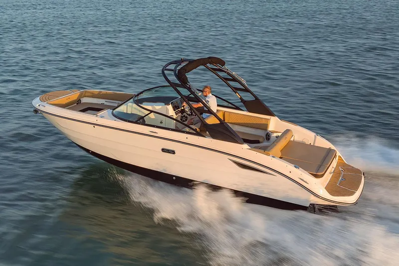 Slide: The Image of Manufacturer Provided Image: 2025 Sea Ray SDX 270 boat cruising on open water. - 1