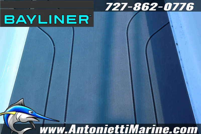 Slide: The Image of Bayliner V20 2026 boat deck with logo and contact information. - 15
