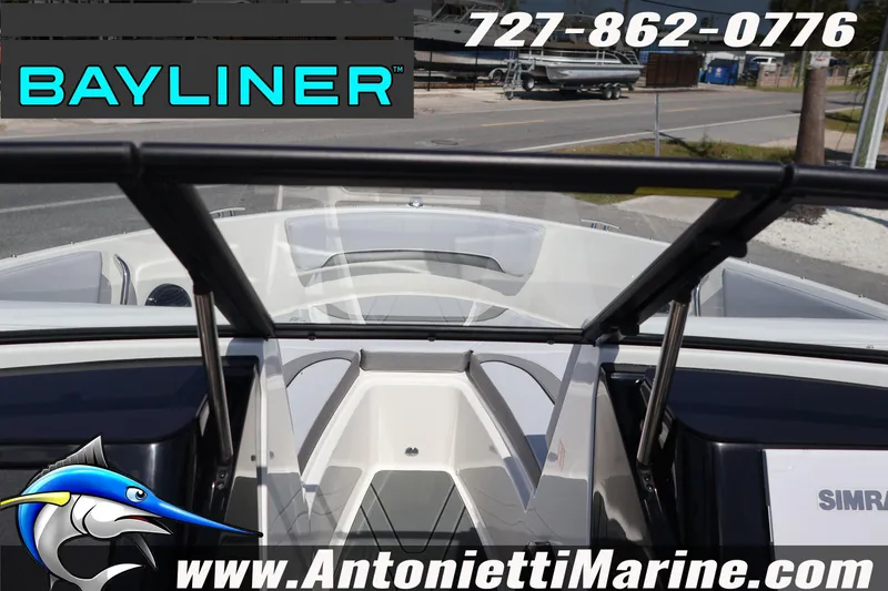 Slide: The Image of 2026 Bayliner V20 boat at Antonietti Marine dealership, contact 727-862-0776. - 20