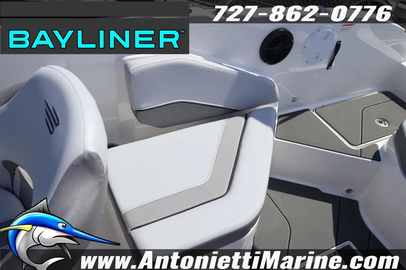 Slide: The Image of Interior view of 2026 Bayliner V20 boat with seating and marine details. - 27