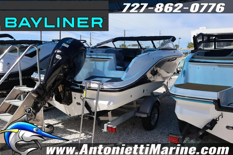 Slide: The Image of 2026 Bayliner V20 boat displayed at Antonietti Marine dealership. - 3