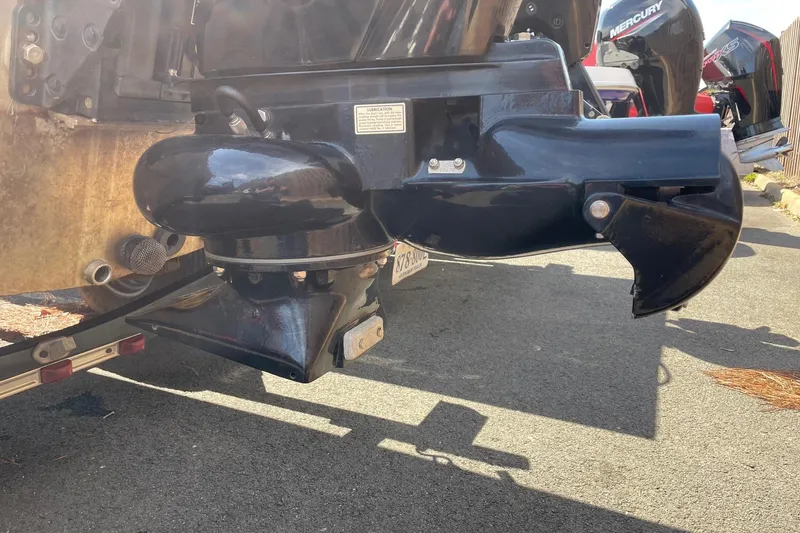 Slide: The Image of 2014 Tracker Pro 170 boat motor close-up, showcasing the propeller and lower unit. - 8