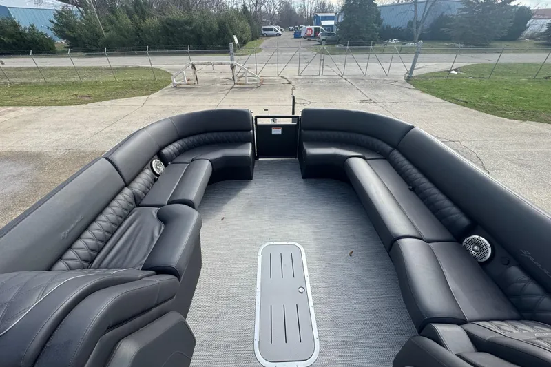 Slide: The Image of Luxurious interior of 2023 Bennington 30 QXFBAX2 pontoon boat with plush seating. - 12