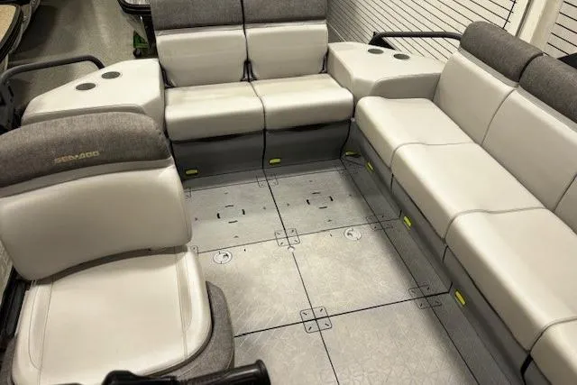 Slide: The Image of 2022 Sea-Doo Switch Cruise 21 interior with spacious seating and modern design. - 15