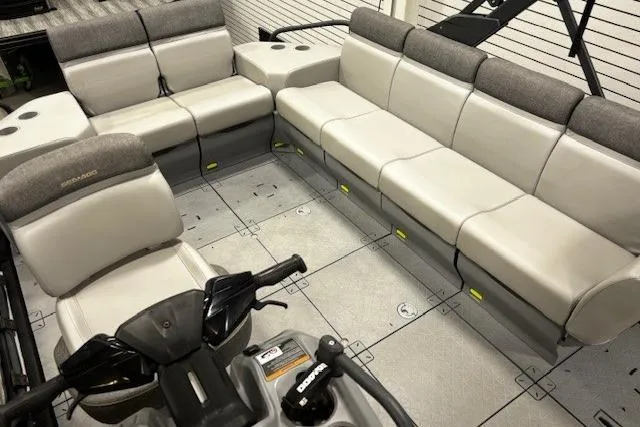 Slide: The Image of 2022 Sea-Doo Switch Cruise 21 interior with spacious seating and modern design. - 18