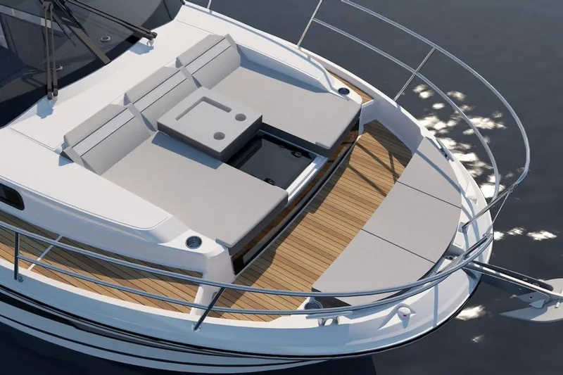 Slide: The Image of 2026 Jeanneau NC 1095 Fly Series 2 yacht with spacious deck and seating area. - 11