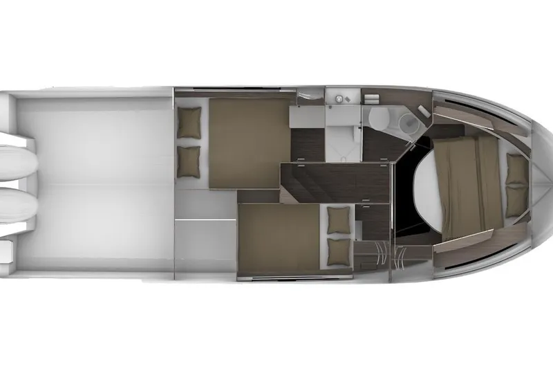 Slide: The Image of 2026 Jeanneau NC 1095 Fly Series 2 boat interior layout with cabins and bathroom. - 15