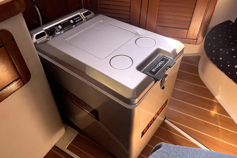 Slide: The Image of Engel portable fridge in 2006 Catalina 400 MkII yacht interior. - 40