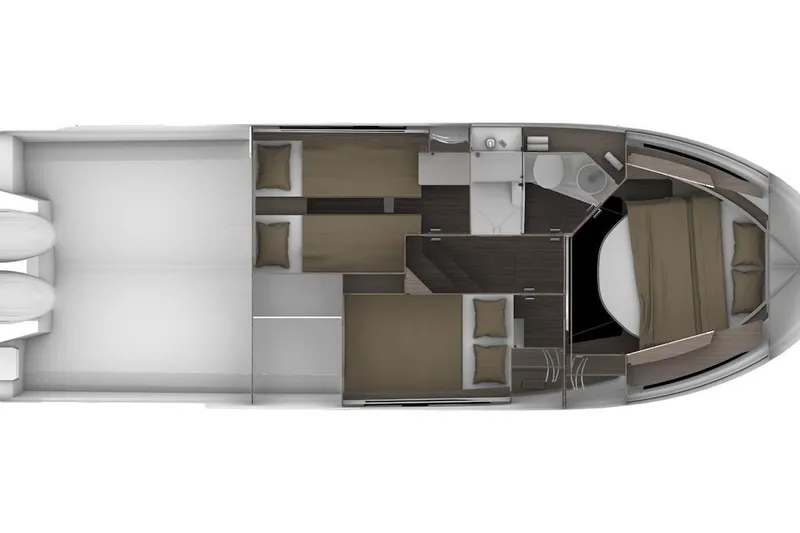Slide: The Image of 2026 Jeanneau NC 1095 Fly Series 2 boat interior layout with cabins and bathroom. - 14