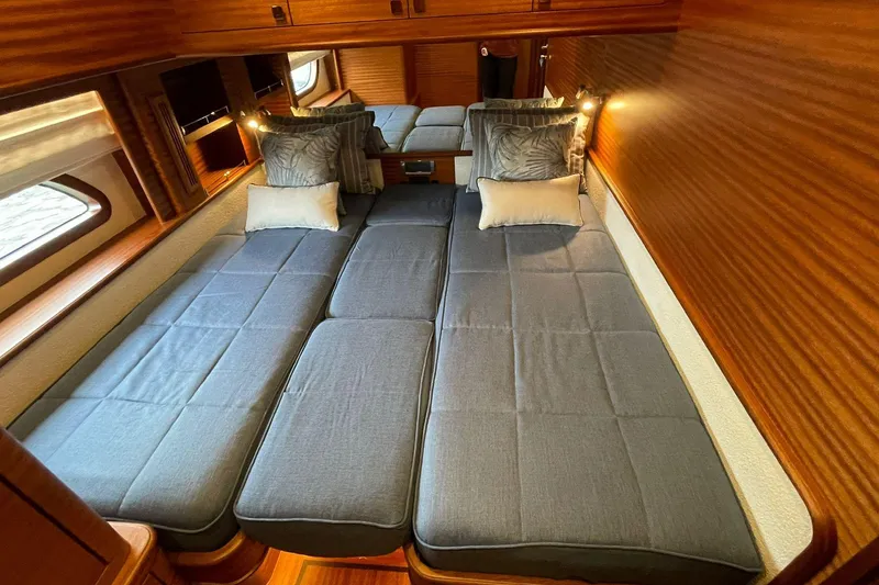 Slide: The Image of Luxurious cabin interior of 2027 Vicem 62 Flybridge yacht with cozy bedding. - 21