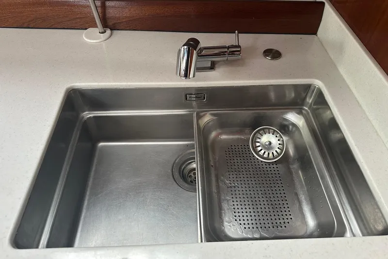 Slide: The Image of Stainless steel sink with modern faucet on Bavaria 44 yacht, 2003 model. - 24