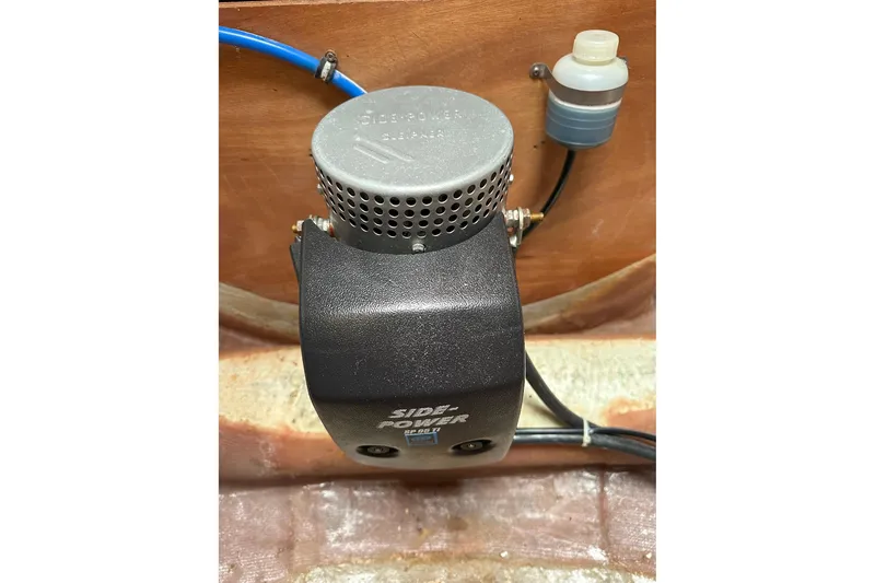 Slide: The Image of Side-Power thruster in 2003 Bavaria 44 yacht, mounted on wooden panel. - 34