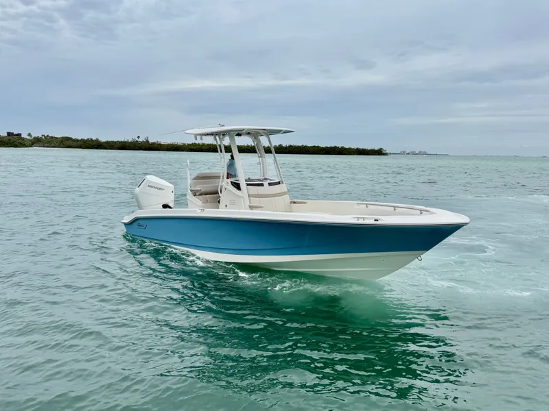 Slide: The Image of Boston Whaler 250 Dauntless 2026 on calm waters. - 2