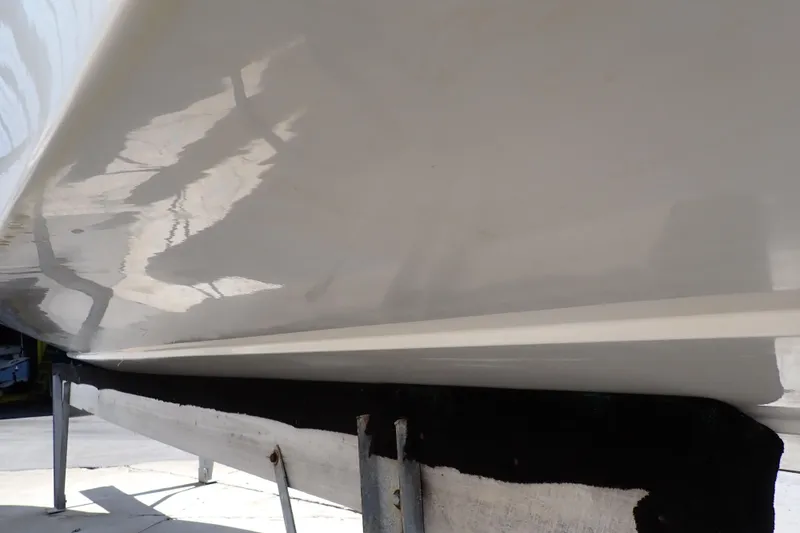 Slide: The Image of 2006 Robalo R220 Center Console boat hull on a support stand. - 66