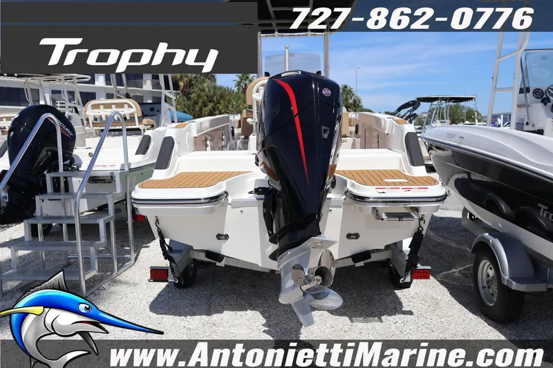 Slide: The Image of 2026 Bayliner Trophy T22CC boat displayed at Antonietti Marine dealership. - 3