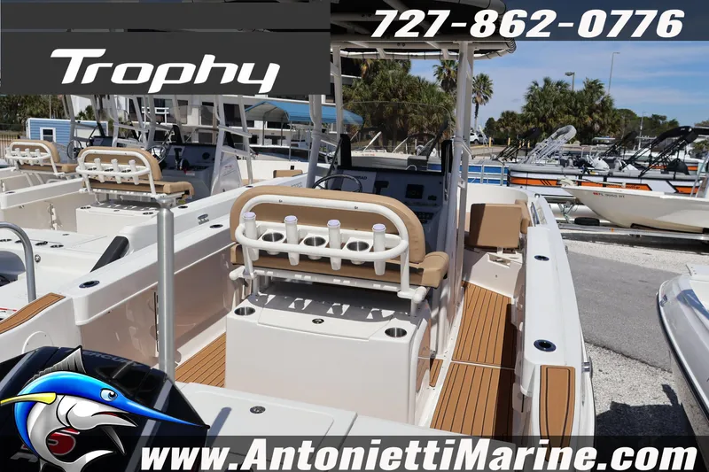 Slide: The Image of 2026 Bayliner Trophy T22CC boat at Antonietti Marine dealership. - 4