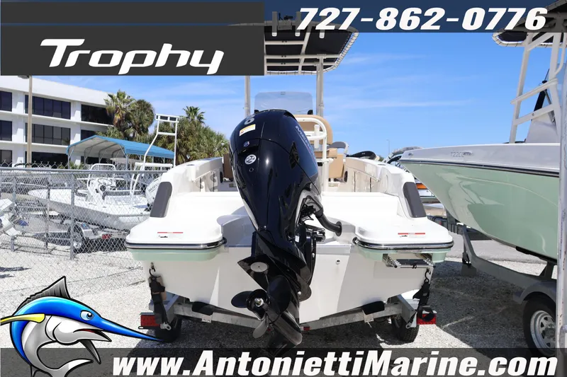 Slide: The Image of 2026 Bayliner Trophy T20CC boat displayed at Antonietti Marine dealership. - 4