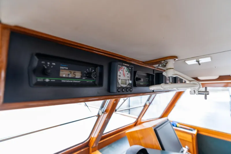 Slide: The Image of Interior view of 1965 De Vries Lentsch 64 Motoryacht cockpit instruments. - 111