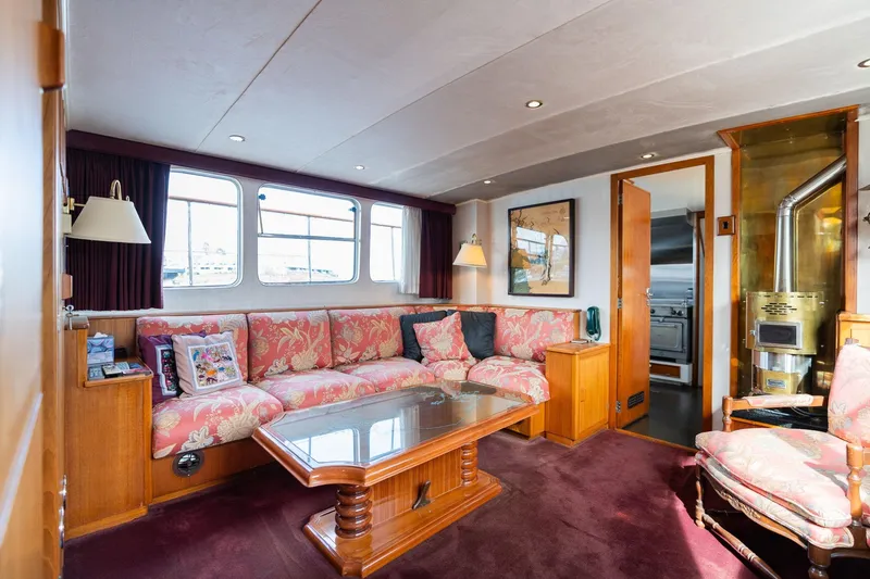 Slide: The Image of Luxurious interior of 1965 De Vries Lentsch 64 Motoryacht with elegant seating and decor. - 27