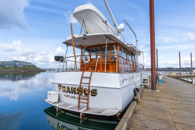 Slide: The Image of Classic 1965 De Vries Lentsch 64 Motoryacht docked in Portland, Oregon. - 3