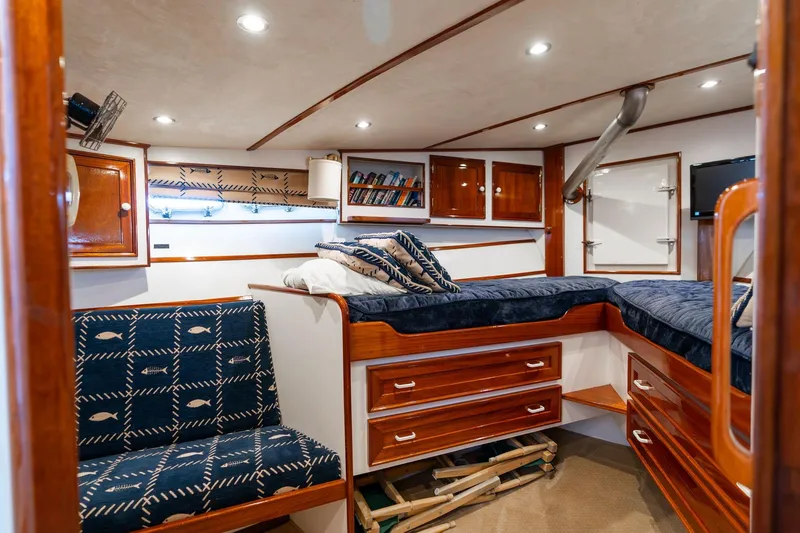 Slide: The Image of Luxurious cabin interior of 1965 De Vries Lentsch 64 Motoryacht with wood finishes. - 40