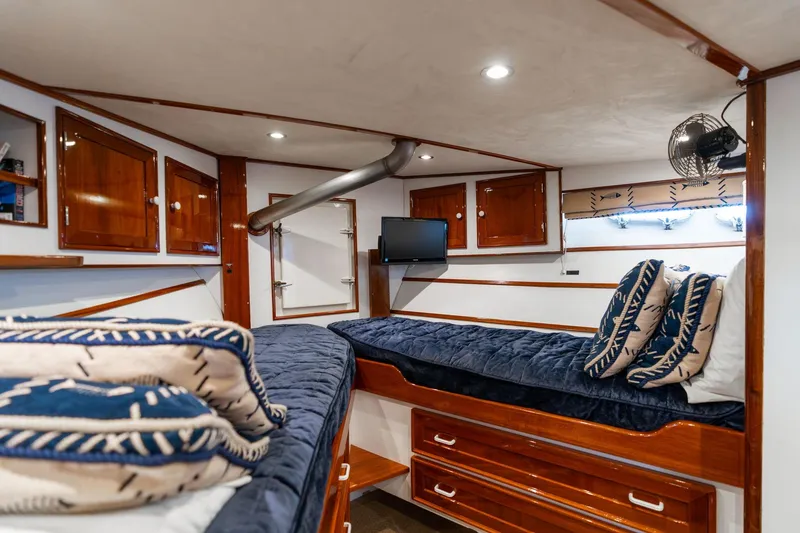 Slide: The Image of Luxurious cabin interior of 1965 De Vries Lentsch 64 Motoryacht with wooden finishes and cozy bedding. - 41