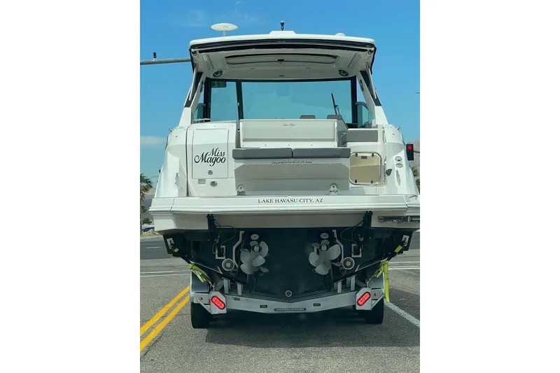Slide: The Image of 2023 Sea Ray Sundancer 320 Coupe boat on trailer, Lake Havasu City, AZ. - 4