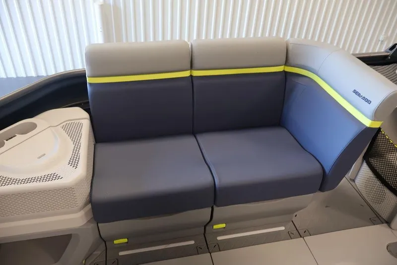 Slide: The Image of 2026 Sea-Doo Switch Cruise Limited 18 interior seating with modern design and comfort. - 16