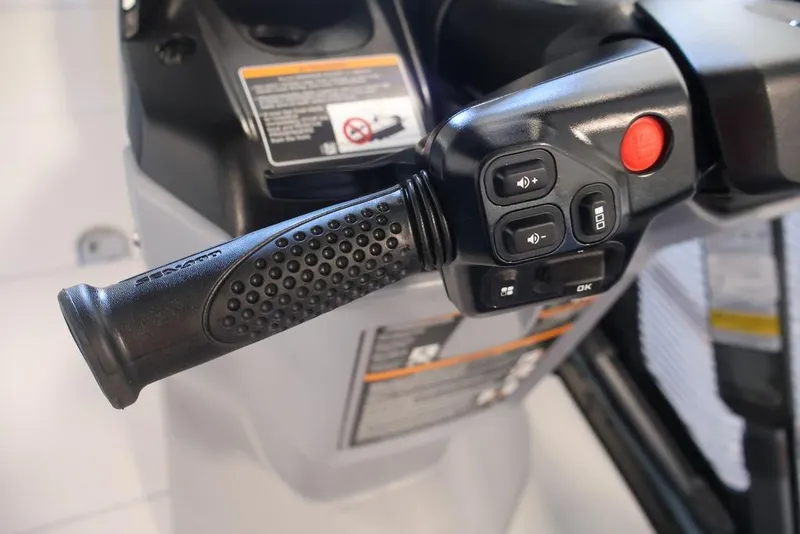 Slide: The Image of Close-up of 2026 Sea-Doo Switch Cruise Limited 18 handlebar controls. - 21