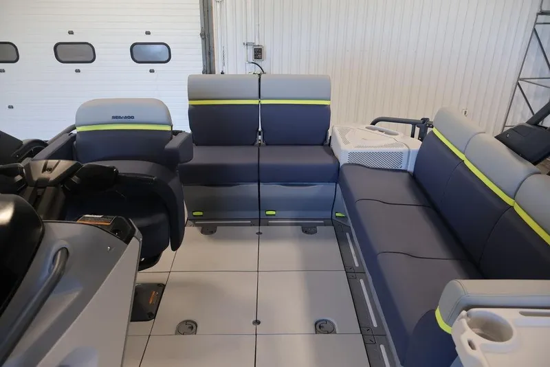 Slide: The Image of Interior of 2026 Sea-Doo Switch Cruise Limited 18, featuring spacious seating and modern design. - 26