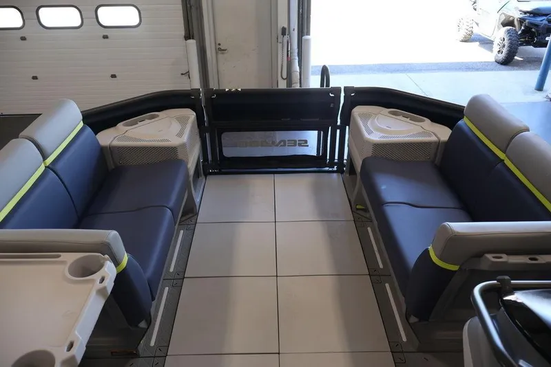 Slide: The Image of Interior of 2026 Sea-Doo Switch Cruise Limited 18, featuring spacious seating and modern design. - 14