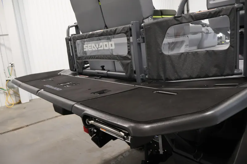 Slide: The Image of 2026 Sea-Doo Switch Fish 18 rear deck with seating and storage features. - 45