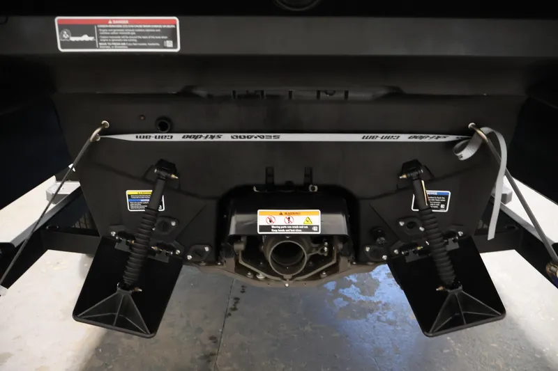Slide: The Image of Rear view of 2026 Sea-Doo Switch Fish 18, showcasing engine and components. - 47