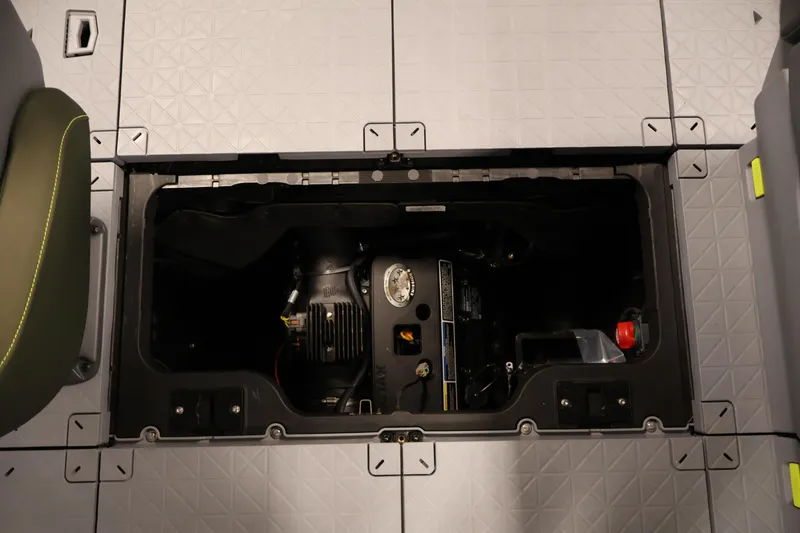 Slide: The Image of Engine compartment of 2026 Sea-Doo Switch Fish 18, showcasing internal components. - 53
