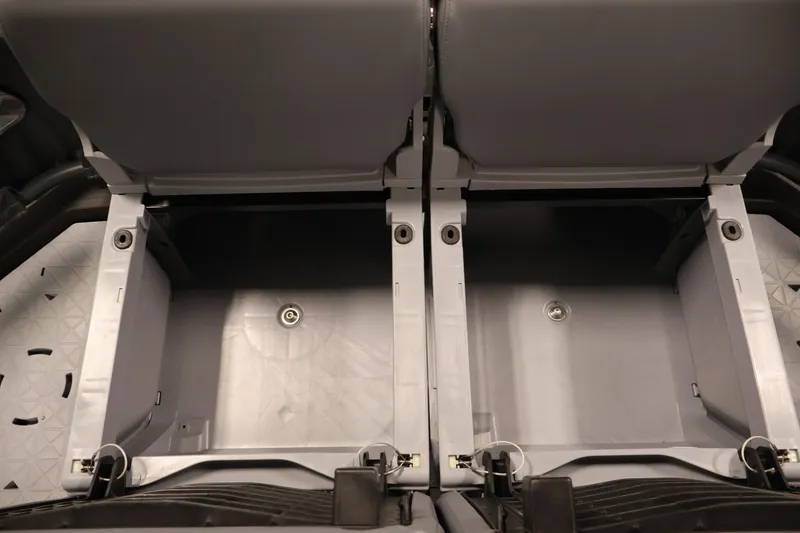Slide: The Image of 2026 Sea-Doo Switch Fish 18 storage compartments with open seats, showcasing interior design. - 44