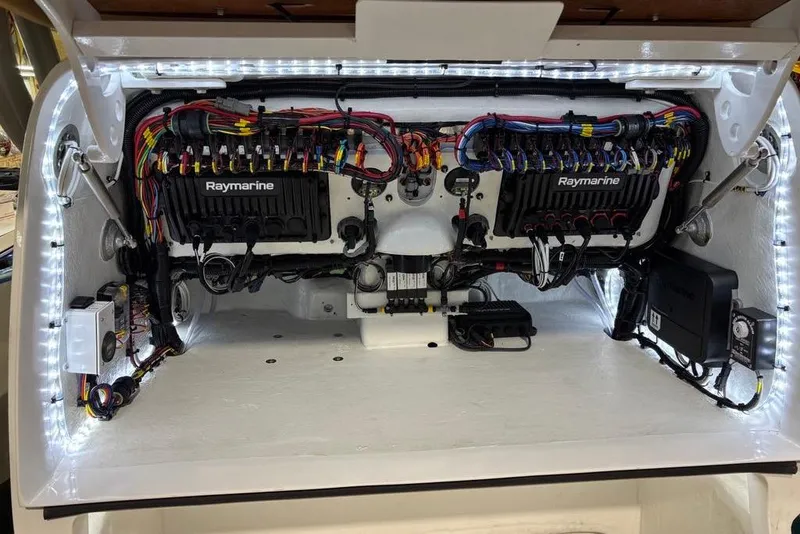 Slide: The Image of Electrical system setup in a 2008 Don Smith 45 boat, featuring Raymarine equipment. - 11