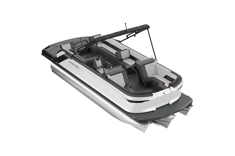 Slide: The Image of Manufacturer Provided Image: 2025 Manitou Cruise pontoon boat with modern design. - 2
